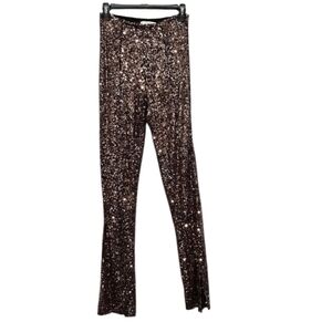 Idem Ditto Rose Gold Sequin Pull On Bell Bottom Pants Size S